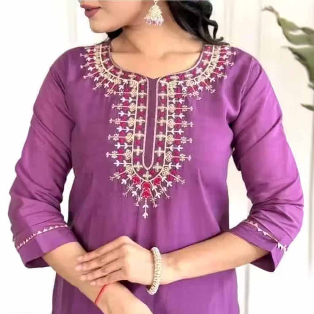 Fancy Cotton Blend Kurta Set With Dupatta - Nayizan
