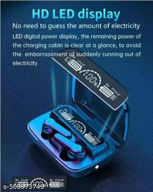 M 19 TWS Bluetooth 5.0 Wireless In Ear Earbuds Touch Waterproof LED Digital Display Bluetooth Headset (Black, True Wireless) - Triffystore 