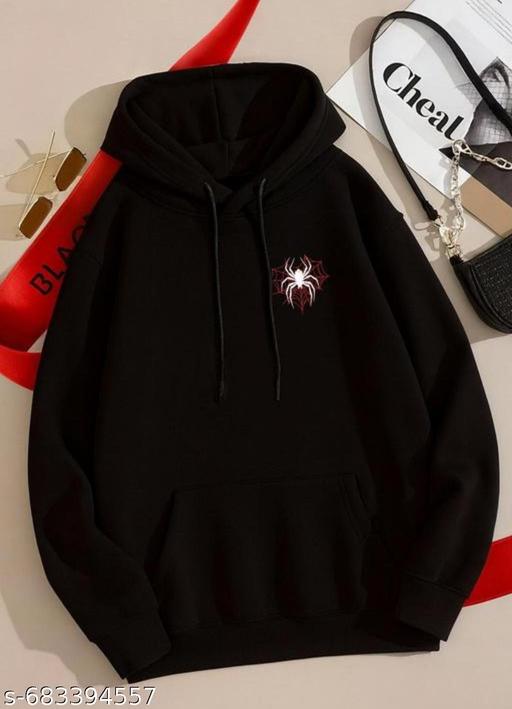 HOODIE FOR UNISEX SPIDER PRINTED LONG SLEEVE, KANGROO POCKET & HOODED FOR WINTER SOFT COTTON BLEND FLEECE  - ZLASH OG