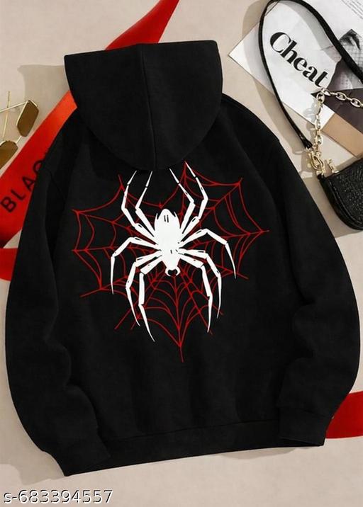 HOODIE FOR UNISEX SPIDER PRINTED LONG SLEEVE, KANGROO POCKET & HOODED FOR WINTER SOFT COTTON BLEND FLEECE  - ZLASH OG