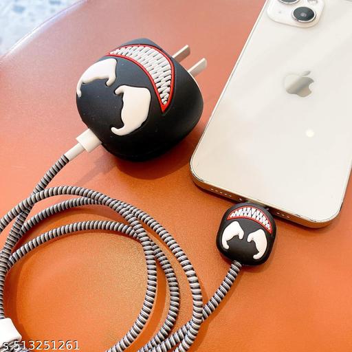 3D Cartoon Silicone Charger Cover | Cute Fast Charger Case Cover for 18W/20W | Mobile Adapter Protective Cover with Cable Protector & Wire Saver | USB-C Charger Case Compatible for iPhone Adapter. - Triffystore 