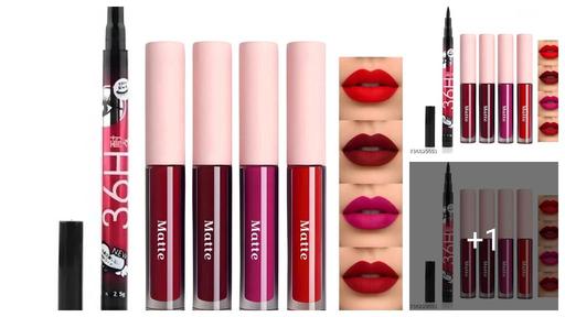 Matte Mini Lipstick 4in1 Pack and Unique Eyeliner Yankiena 