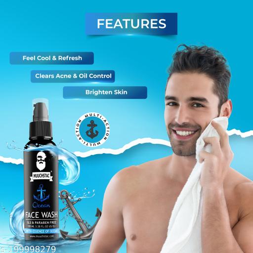 Ocean Face Wash for Men | Fight Acne & Pimples, Brighten Skin, Clears Dirt, Oil Control, Refreshing Feel - Multi-Action Formula | 100 ml | Pack of 2 - Akhilo.com