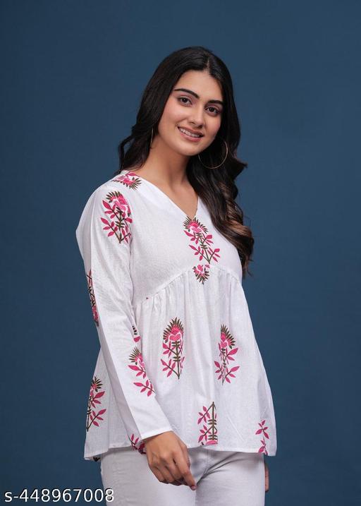 Trending Cotton Colorful Peplam Top for  Women. - amamestyle