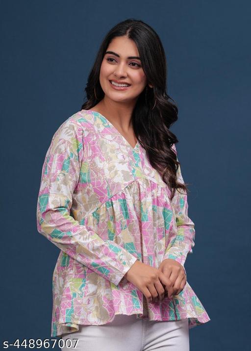 Trending Cotton Colorful Peplam Top for  Women. - amamestyle