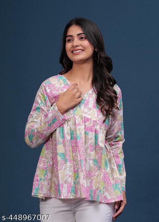 Trending Cotton Colorful Peplam Top for  Women. - amamestyle