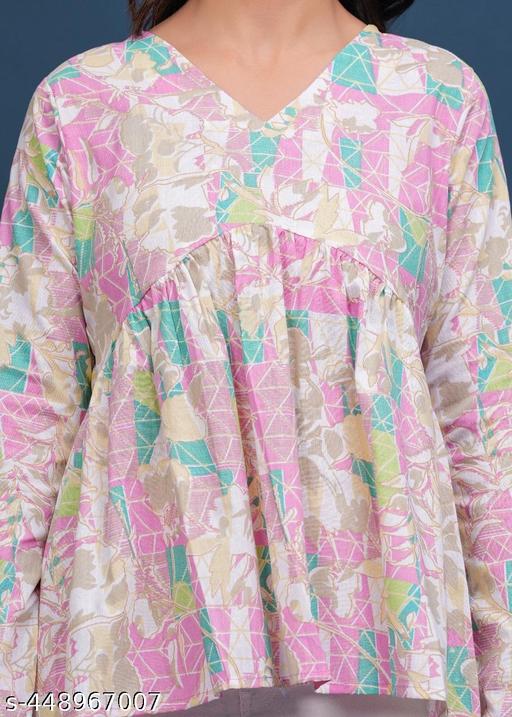 Trending Cotton Colorful Peplam Top for  Women. - amamestyle