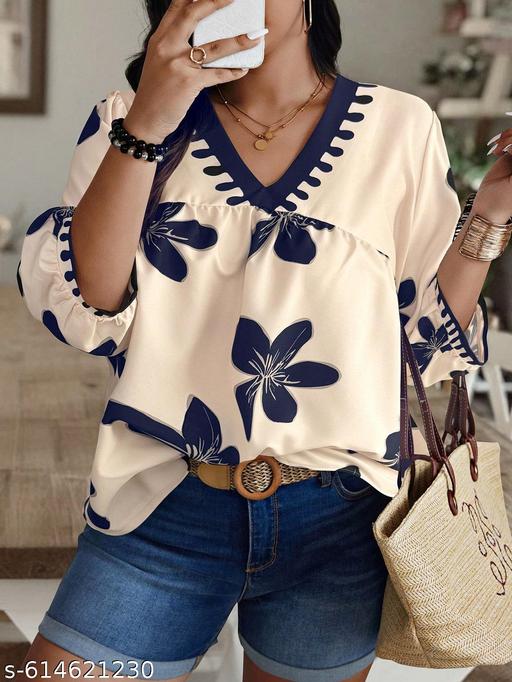 Womens Rayon Printed Top, Flower top, printed top, partywear top, festival top - amamestyle