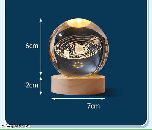 Crystal Ball Lamp with Wooden LED Base | Engraved 3D Moon & Stars Night Light | USB Rechargeable Home Décor | Birthday Gift for Teens, Boys & Girls (Solar System Lamp) - Akhilo.com