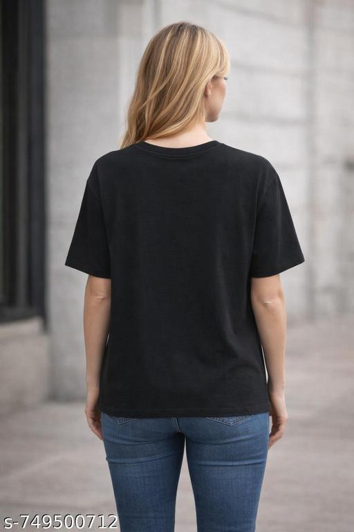 Women Textured Cotton Blend T-Shirt with Ethnic Border Print | Casual Regular Fit Top | Pack of 1 & Pack of 2 Combo Available - Triffystore 