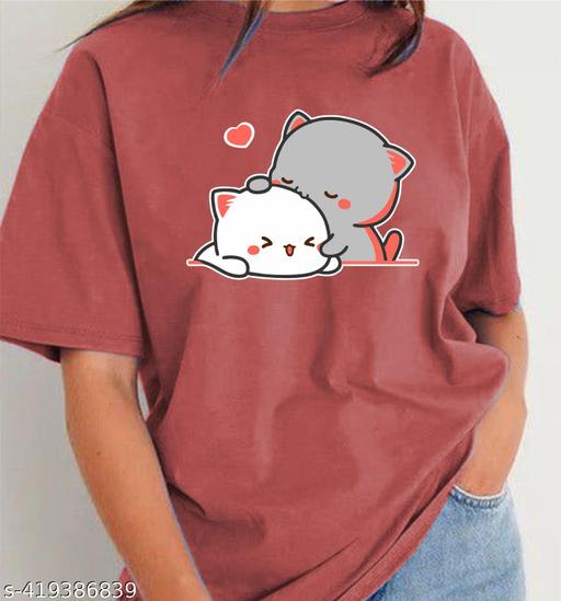 Fancy Fabulous Women Stylish Printed Oversized Round Neck Tshirt for women And Girls - Triffystore 