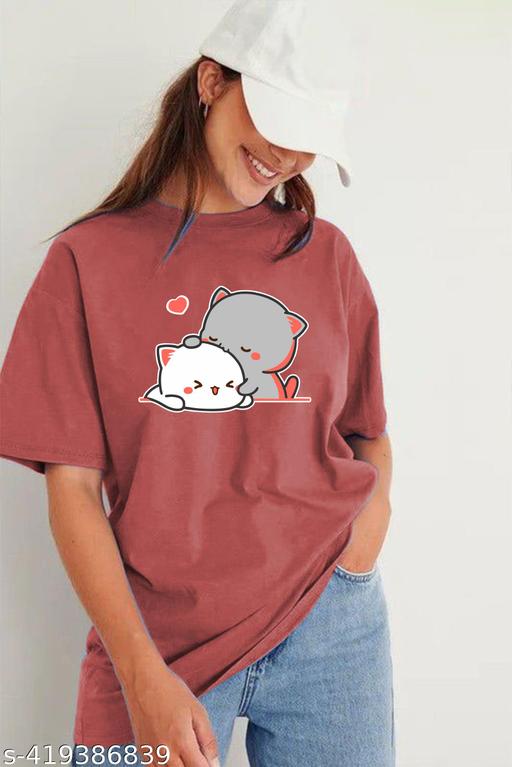 Fancy Fabulous Women Stylish Printed Oversized Round Neck Tshirt for women And Girls - Triffystore 