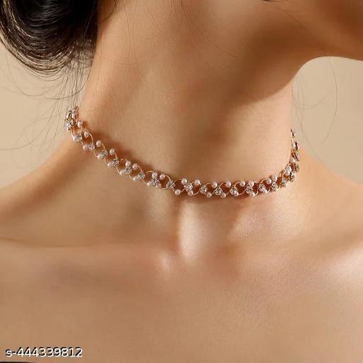 Pearl Choker Fashion Jewelry Women's Retro Pearl Hinged Choker With Rhinestone Chain Simple Luxury Vintage Pearl Choker Necklace - Akhilo.com