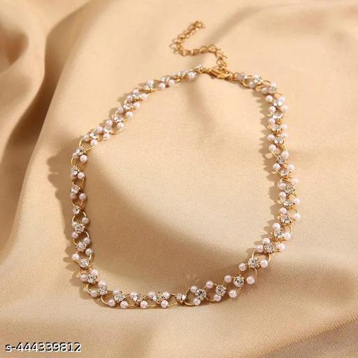 Pearl Choker Fashion Jewelry Women's Retro Pearl Hinged Choker With Rhinestone Chain Simple Luxury Vintage Pearl Choker Necklace - Akhilo.com