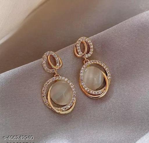 Korean Shinny Monalisa Pearl Drop Earrings for Women - Akhilo.com