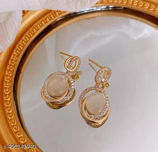 Korean Shinny Monalisa Pearl Drop Earrings for Women - Akhilo.com