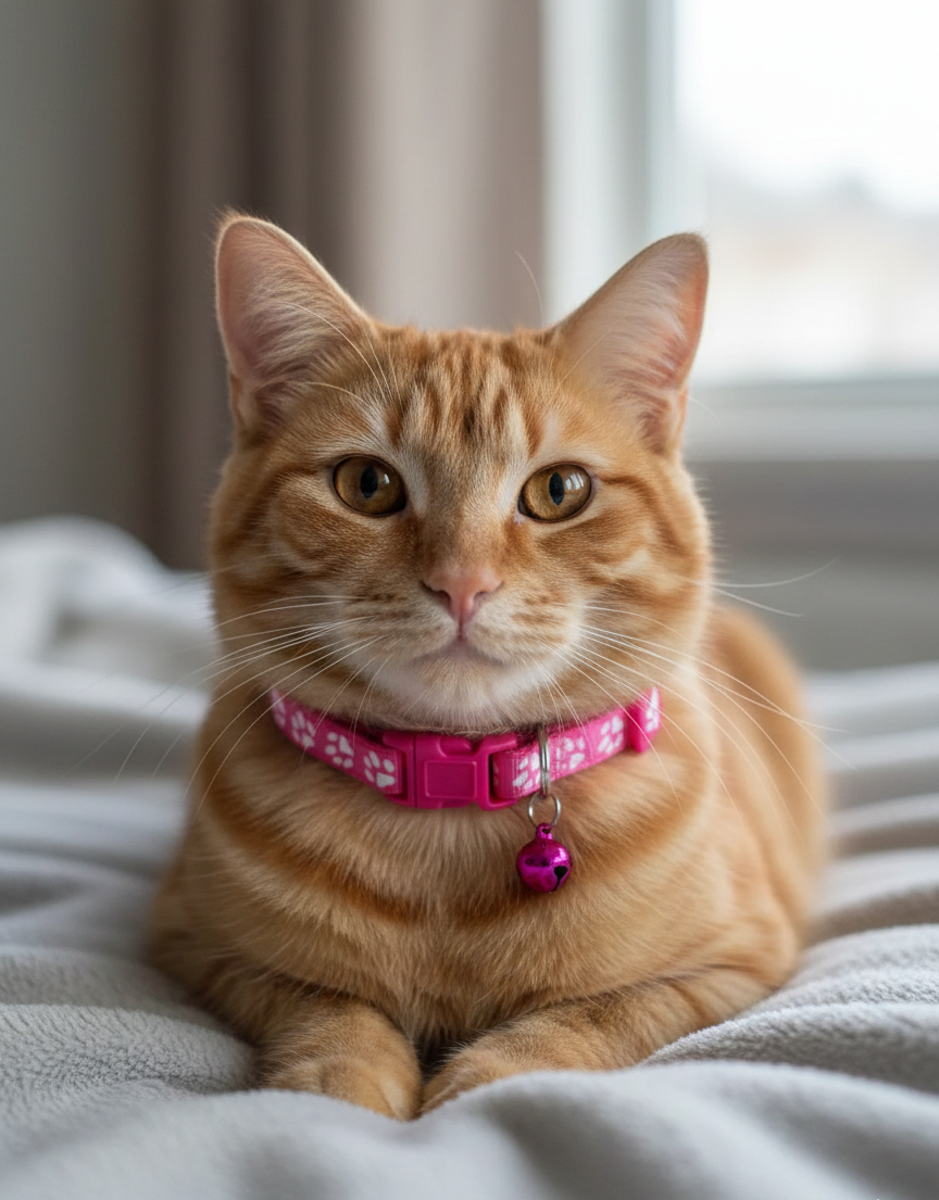 Cat Collar with Bell – Soft Adjustable Breakaway Collar for Kittens & Small Dogs | Safe Puppy Collar | Dark Pink - Pet Care Hub