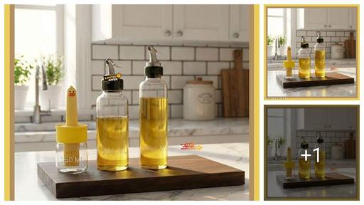 Plastic Oil Dispenser, 250ml+500ml+1000ml, Pack of 3, Clear