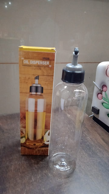 1L Oil Dispenser with Lid & Drip-Free Spout (Plastic) - Zalgea