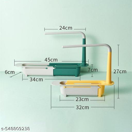 VKPSN Multipurpose Plastic Long Sink Shelf | Adjustable Kitchen Rack Organizer - Triffystore 