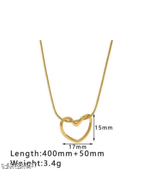 Gold Heart Shap Necklace Chain Fancy Micro Gold Plated Pendent Set For Girls And Women. Premium Stainless Steel Heart With Bow Pendant Necklace For Girls Gold-plated Plated Alloy, Stainless Steel Choker Pack Of 1 - Zalgea