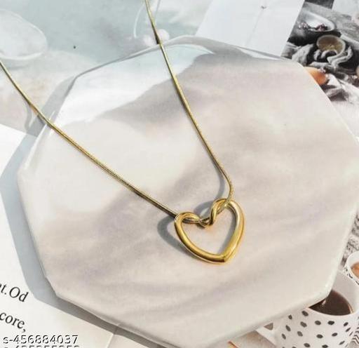 Gold Heart Shap Necklace Chain Fancy Micro Gold Plated Pendent Set For Girls And Women. Premium Stainless Steel Heart With Bow Pendant Necklace For Girls Gold-plated Plated Alloy, Stainless Steel Choker Pack Of 1 - Zalgea