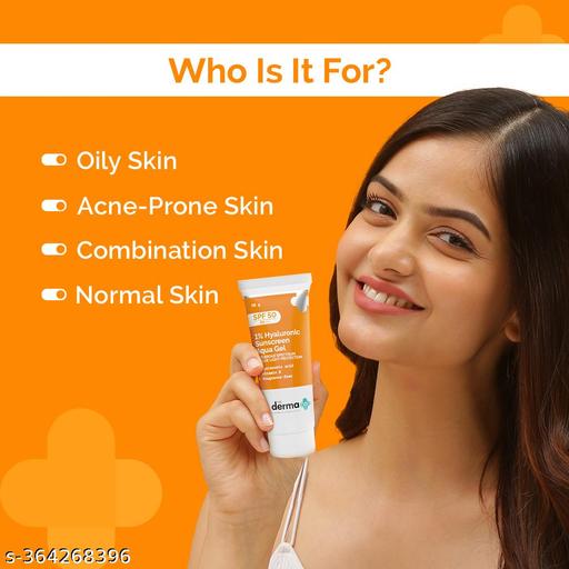The Derma Co.1% Hyaluronic Sunscreen SPF 50 Aqua Gel, PA++++, Lightweight, No white-cast for Broad Spectrum & Blue Light Protection for Oily, Dry, Acne-prone Skin - 30g - Lavish drop