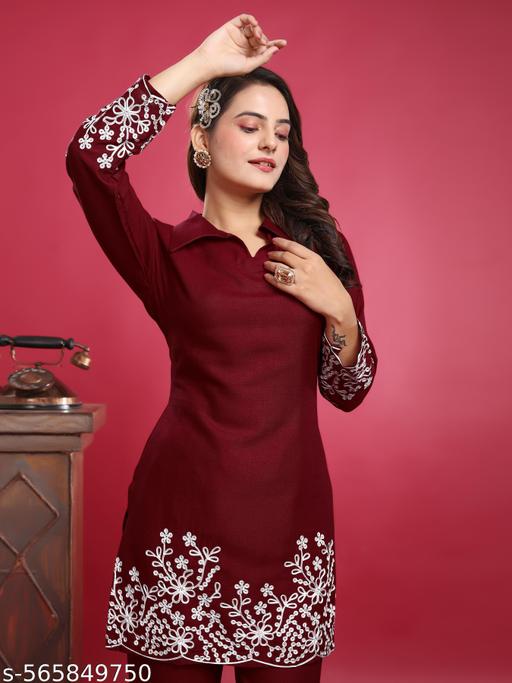 Co ord set women and girl embroidery work rayon febric  - Lavish drop