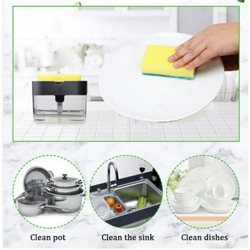 2-in-1 Liquid Soap Dispenser on Countertop with Sponge Holder - Zalgea