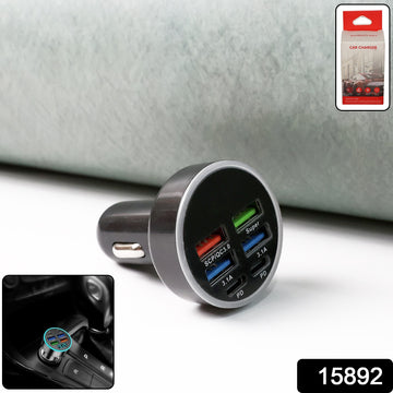 Multi-Port Fast Car Charger for 12V/24V Vehicles – 4-USB Smart Adapter - Zalgea