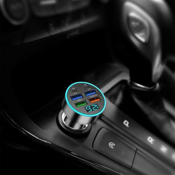 Multi-Port Fast Car Charger for 12V/24V Vehicles – 4-USB Smart Adapter - Zalgea