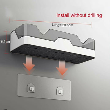 Adhesive Storage Rack, Wall Mounted Plastic Shelf Organizer for Bathroom (pack of 1) - Zalgea