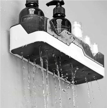 Adhesive Storage Rack, Wall Mounted Plastic Shelf Organizer for Bathroom (pack of 1) - Zalgea