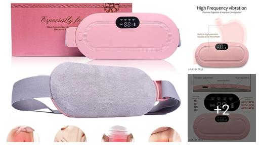 Period Cramp Relief Massager & Heating Pad for Period Cramps Portable Cordless Periods Cramps Relief Machine 3-Temp. & 3-Massage Mode Fast Heating Menstrual Period Pain Relief Device for Women.