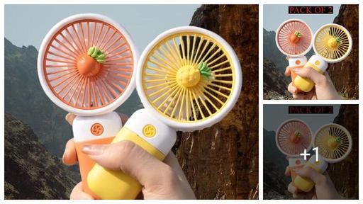 Mini Fan USB Rechargeable Handheld 3 Speed Portable Small Fan with Desktop Phone Holder Base (Multicolor) PACK OF 2