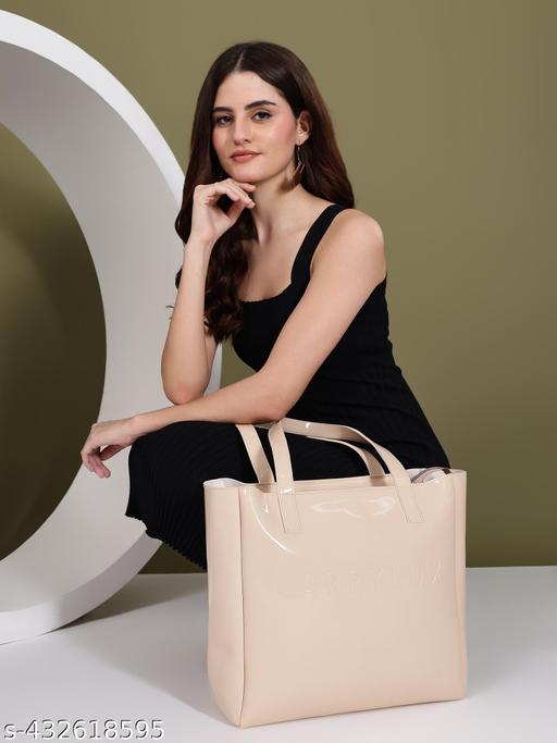 Elegance Glossy Shimmer Synthetic Leather Oversized Tote Bag For Womens - Centro-Gallery