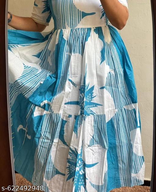 Women,s and Girls Fit and Flare Maxi Gown Fully Stitched Dress - Lavish drop