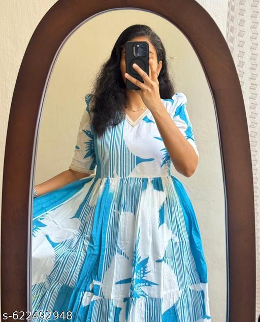 Women,s and Girls Fit and Flare Maxi Gown Fully Stitched Dress - Lavish drop