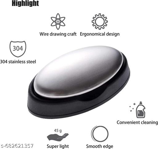 Stainless Steel Soap Bar Hand Odour Remover | Metal Soap for Fish, Garlic, Onion Smell | Magical Deodorant Soap with Lid, Holder & Soap Boxx | Eco-Friendly Odor Eliminator - Triffystore 