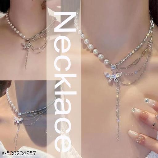 Pearl Choker Necklace in Korean Style – stylish and Trendy Accessory for Girls, Perfect for Ethnic Wear, Special Occasions, Parties, and Daily Fashion. A Stylish Addition to Your Jewelry Collection, Adding Charm and Grace to Any Outfit." - MODIVA MART