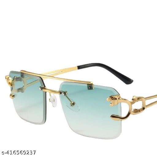 Rimless Sunglasses For Men & Women Square Fashion Shades Tinted Lens Metal Frameless Rectangle Sunglass UV400 Protection - MODIVA MART