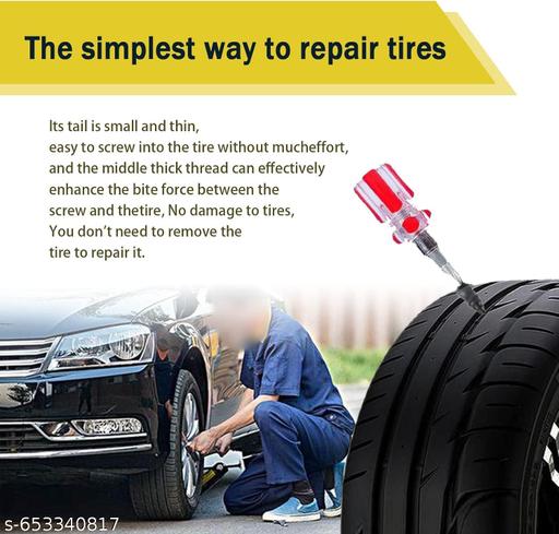 10 Pc'sTire Repair Rubber Nail Car Tire Repair Nails Tire Repair Rubber Screws Fast Tire Repair Tool for Car Motorcycle Tire Puncture Repair - Kibzastore