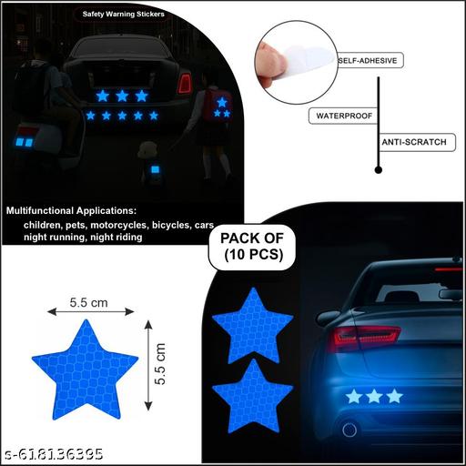 PACK BLUE STAR 10 PCS & RIM RETRO 20 PCS Sign Safety Reflective Decal Tape Waterproof (BLUE) - lolfashion