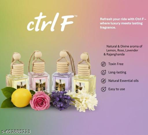 Car Air Freshener Perfume Hanging Pod – Lemon, Rose, Lavender & Rajanigandha Fragrance | Natural Essential Oils | Long Lasting | Non-Toxic | Car Hanging Accessories| Car Accessories Interior | All-Season Car Air Fresheners– 4x10 ml - lolfashion