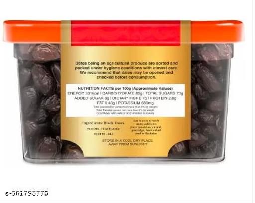 Black Dates - 850g (425g x 2 Packs) | Select Premium Organic Handpicked Dates | Khajoor | Khajur | Soft Dried Healthy Snack | Soft & Juicy texture | Zero Added Sugar & Preservatives | Rich and Fibre & Vitamins Dry Dates Dry Dates (2 x 400 g) - Myshopic 