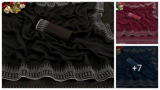 Daimond Work Silk Saree With Running Blouse Piece Sari For Women's & Girls