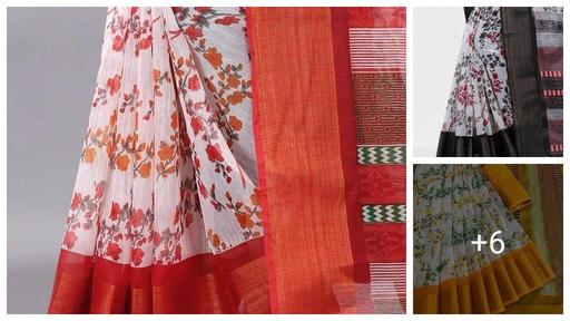 Trending cotton sarees with blouse 399