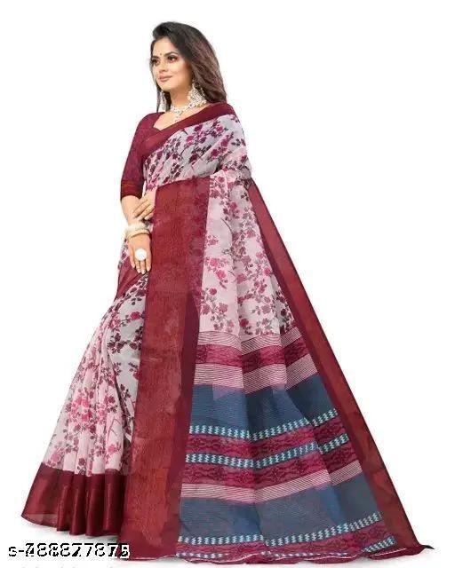 Trending cotton sarees with blouse 399 - Khan's Hub