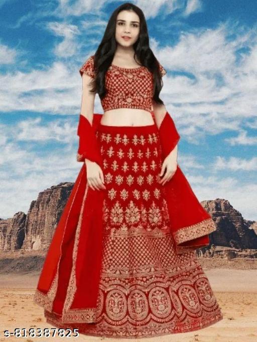 Embroidered Semi Stitched Lehenga Choli  - Khan's Hub