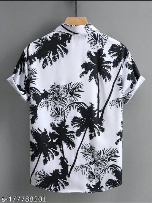Men's Summer Palm Tree Printed Short Sleeve Casual Shirt, Vacation Style - Khan's Hub